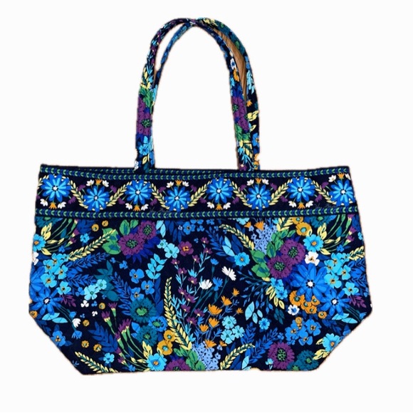 Vera Bradley Handbags - Large Vera Bradley Blue Colorful Floral Paisley Tote Bag